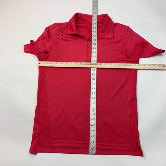 Oakley Polo Shirt Mens Medium Pink Regular Fit Quarter Zip Wildfire Golf Course - Picture 5 of 8